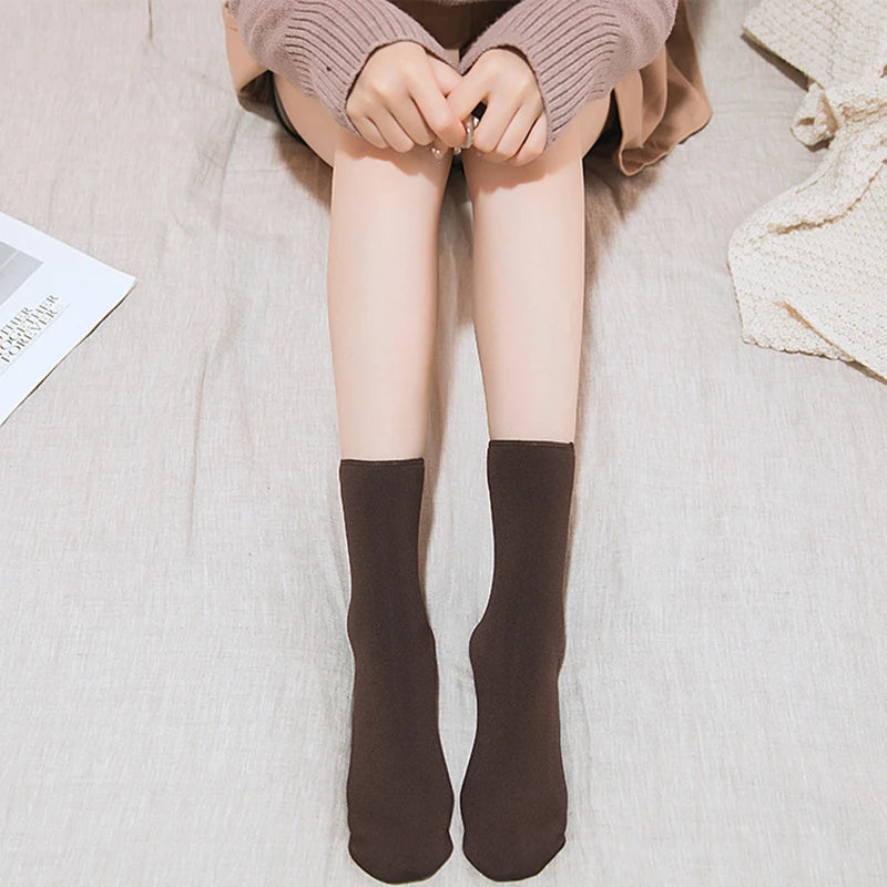 3 Pairs Winter Warm Thicken Women Snow Socks Wool Cashmere Velvet Thermal Short Socks Soft Solid Female Home Floor Socks